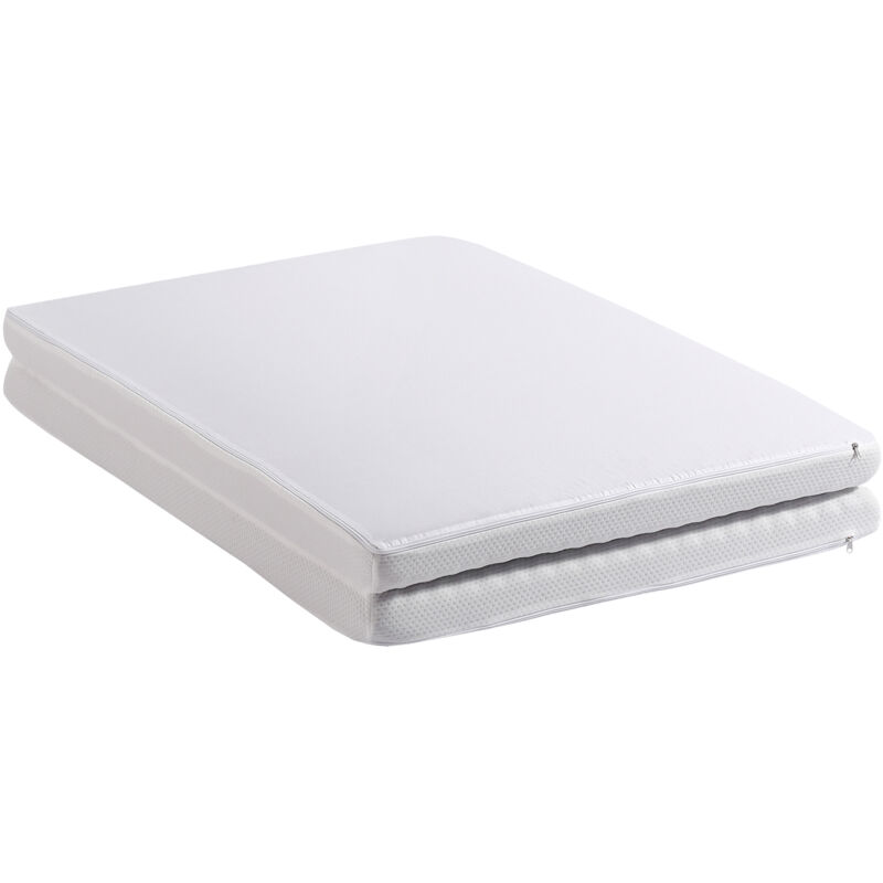 Wishdor - Matelas pliable 140 x 200 cm et 140 x 100 cm, tissu nid d'abeille, dureté H3, housse blanche et éponge 23D, blanc