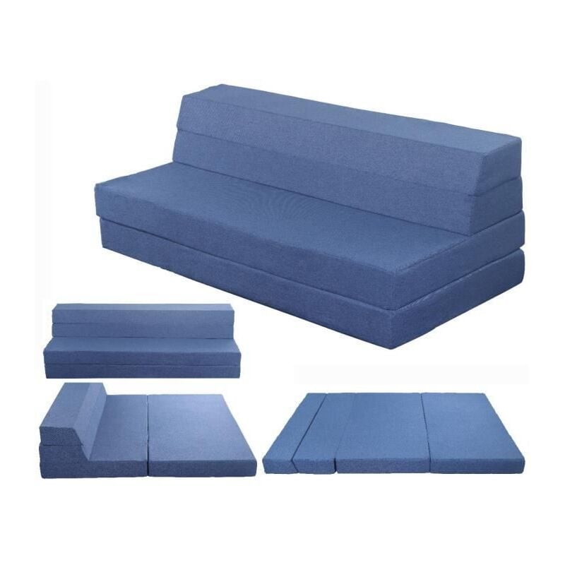 Matelas Pliable 135x190x12cm - Matelas Futon Pliant 2 en 1 - Matelas Mémoire de Forme - Canapé Lit pour Adulte Enfant - Matelas d'Invités et Matelas