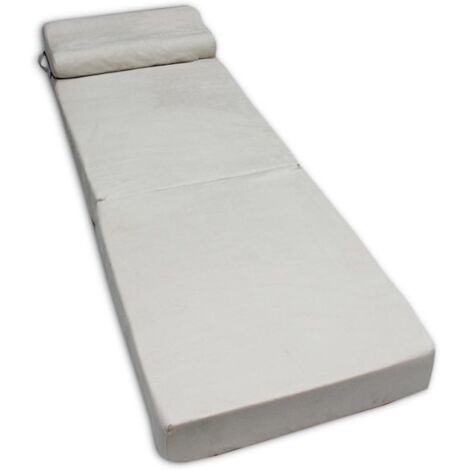 Matelas pliable - Housse lavable - 70cm x 200cm x 15cm - Crème