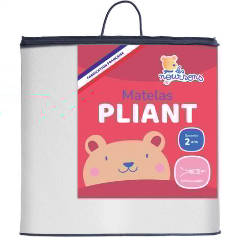 Matelas pliant bébé - 60x120cm - Matelas de voyage - Déhoussable - Confortable - Garantie 2 ans - Fabrication française