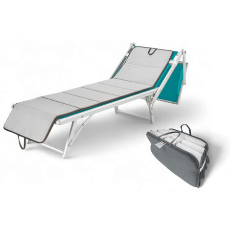 Matelas pliant pour lit de plage, transat, piscine, double face 52x200 et 2cm d'épaisseur, avec poignées, gris foncé et gris cla