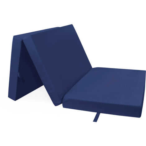 Matelas pliant senior bleu 195x85 cm – 10 cm d'épaisseur – Housse lavable avec fermeture éclair – Transport facile – Herlag