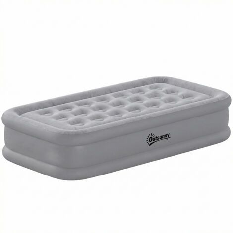 Matelas pneumatique 1 personne auto-gonflant avec pompe électrique intégrée, surface floquée, gonflage en 3 minutes