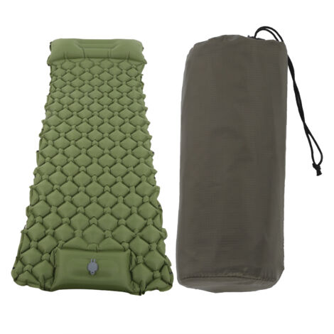 Matelas pneumatique de camping, coussin gonflable pour randonnée et voyage en plein air, couleur vert militaire