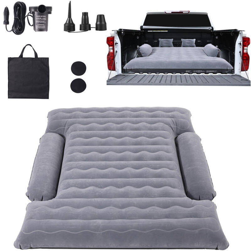 Matelas pneumatique pour camion de 6 à 6,5 pieds de taille standard, matelas de camping gonflable avec pompe à air 12 v, 2 oreillers et sac de
