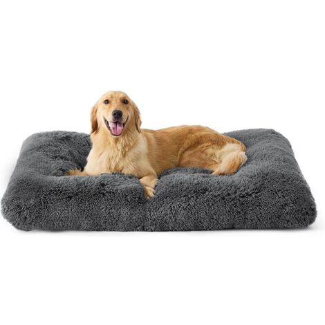 Matelas pour Caisse de Chien Extra Large - Matelas XL Duveteux Lavable avec Fond Anti-Dérapant, Coussin Apaisant Anti-Stress pour Très Grands Animaux, Gris Foncé, 104 x 69 cm