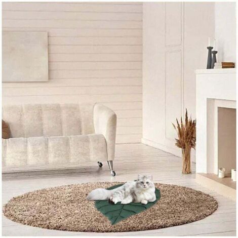 Matelas pour chat double face disponible, lit pour chat en forme de feuille, tapis pour chat et chien, couverture de lit chaude et confortable, lit pour chat de dessin animé (vert 1 pièce)
