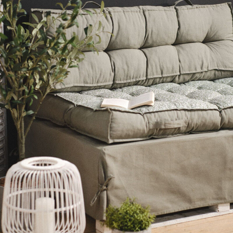 Matelas pour palette à imprimé floral en coton 'Spirit garden' - Vert - l 80 x l 120 cm - Livraison gratuite