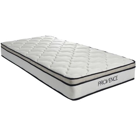 Matelas Provence a Ressorts + cm Memoire de Forme 80 Kg/m3 - Hauteur +/- 20,5 cm - Accueil Moelleux - Soutien Equilibre - 5 Zones de Confort - Hypoallergenique