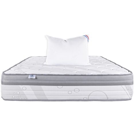 Matelas Relaxation, 26cm, Ressorts Ensachés, Mousse Haute Densité, ergonomique, Soutien ferme + Oreiller, 90x190cm