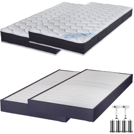 Matelas ressort + Sommier Omega Volcan 2x80x200 Rubis - H. 21 cm - Soutien très ferme