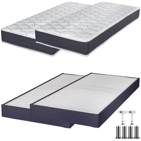 Matelas ressort + Sommier Omega Volcan 2x90x190 Record - H. 20 cm - Soutien ferme