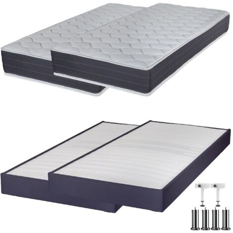 Matelas ressort + Sommier Omega Volcan 2x90x190 Rhodes - H. 24 cm - Soutien ferme