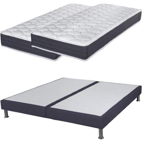 Matelas ressort + Sommier SR15 Volcan 2x90x190 Record - H. 20 cm - Soutien ferme