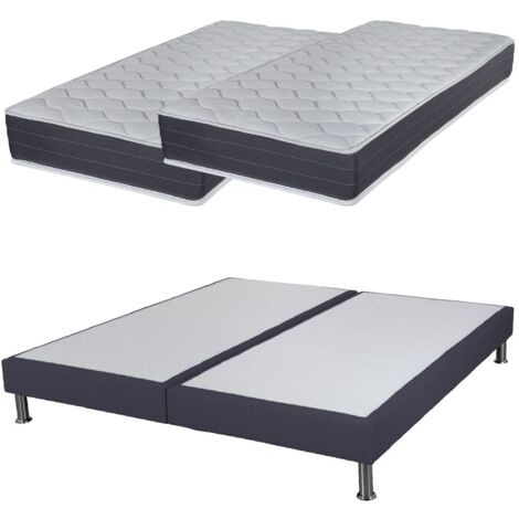 Matelas ressort + Sommier SR15 Volcan 2x90x190 Rhodes - H. 24 cm - Soutien ferme