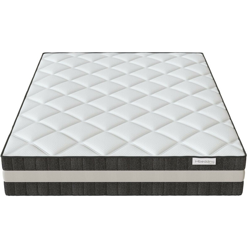 Matelas ressorts ensachés 140x190 Spring Luxe Hbedding Mousse ergonomique haute densité et ressorts ensachés. - Blanc
