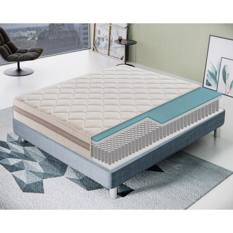 Matelas ressorts ensachés 80x200 cm accueil mousse hr - epaisseur 21 cm