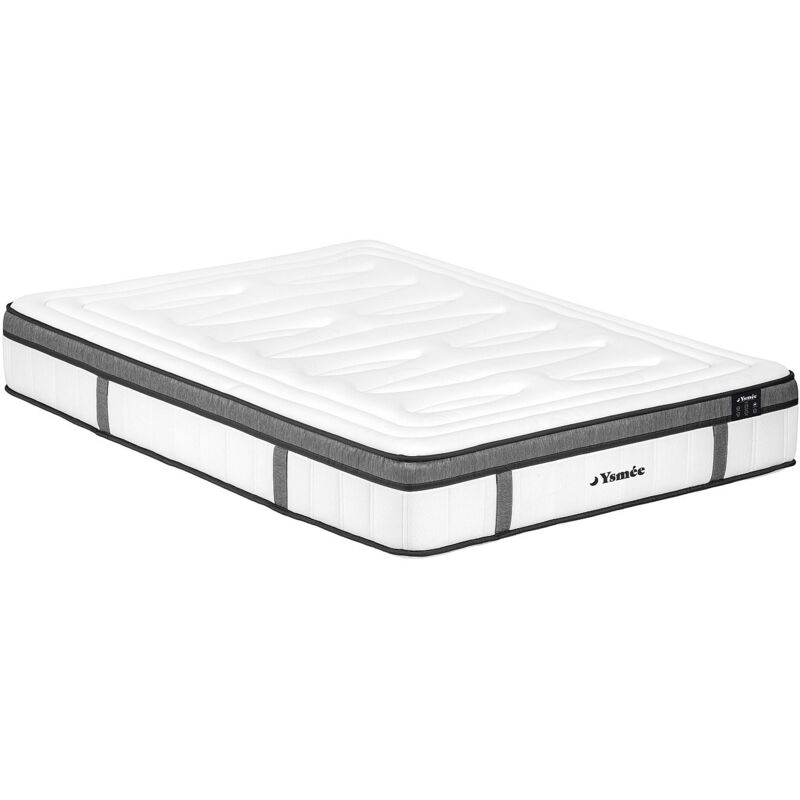 DREAMEA - Matelas à ressorts ensachés 7 zones mémoire de forme  OLIANE de 160X200CM, Blanc