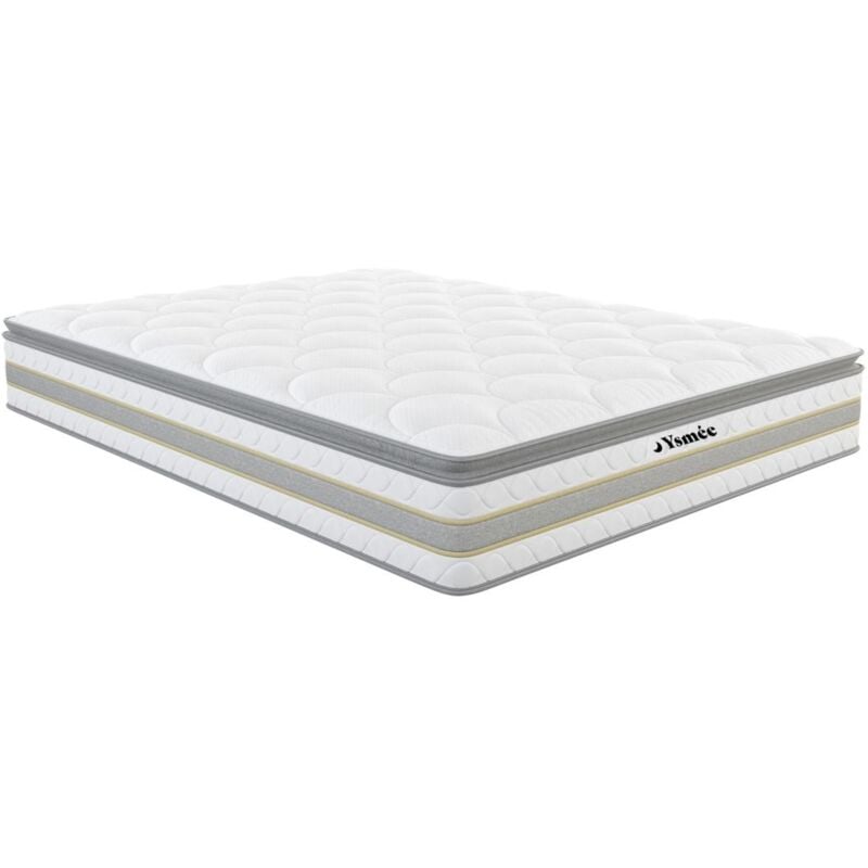 Matelas 140 x 190 cm ressorts ensachés et surmatelas intégré ép.29cm - CANTERBURY de YSMÉE