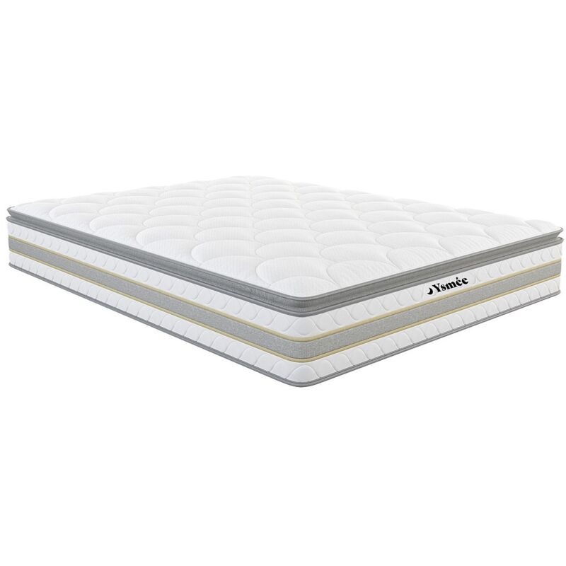 Matelas 160 x 200 cm ressorts ensachés et surmatelas intégré ép.29cm - CANTERBURY de YSMÉE