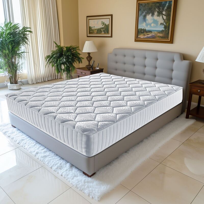 Matelas 140x190 ressorts ensaches + mousse a memoire de forme 55 kg/m3 - soutien ferme 23 cm protege matelas <strong>best</strong> memory