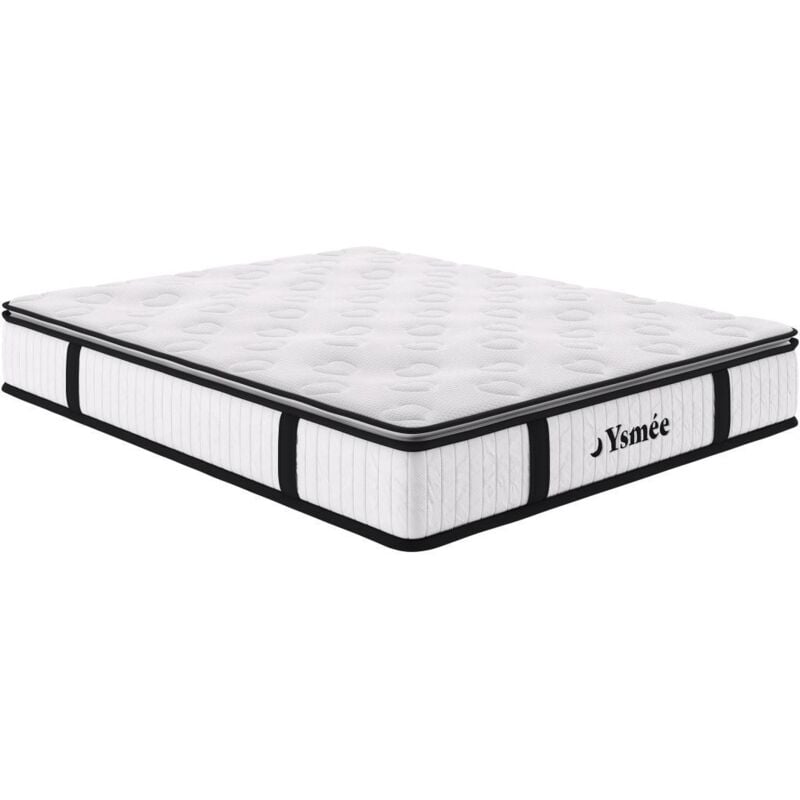 Vente-unique - Matelas 160 x 200 cm ressorts ensachés surmatelas intégré ép.28cm - american dream de ysmée