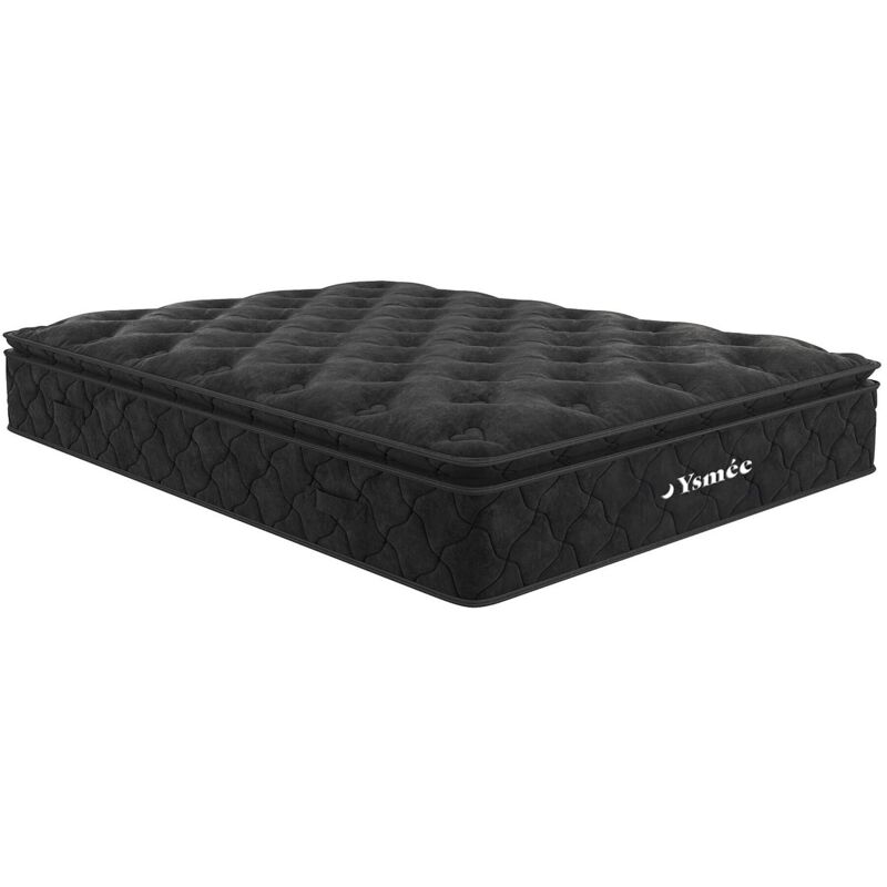 Ysmée - Matelas ressorts ensachés surmatelas intégré BLACK DREAM de DREAMEA PLAY, 160X200CM, Noir