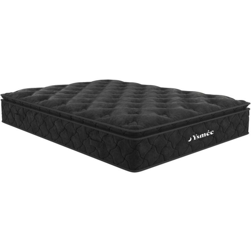 Matelas 180 x 200 cm ressorts ensachés surmatelas intégré ép.28cm - black dream de ysmée