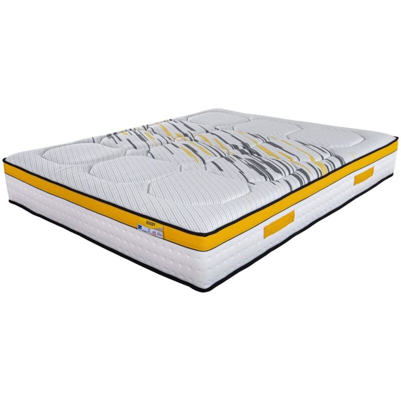 Matelas 160x200 Rugby - Ressorts ensachés - Hauteur 27 cm - Soutien très ferme