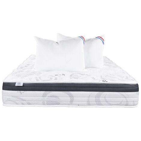 Matelas Sleeplux, 26cm, latex, ergonomique, face été/hiver, haute densité + Oreiller, 140x190cm