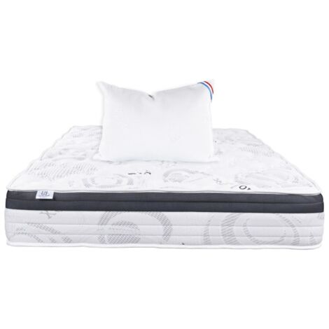 Matelas Sleeplux, 26cm, latex, ergonomique, face été/hiver, haute densité + Oreiller, 90x190cm