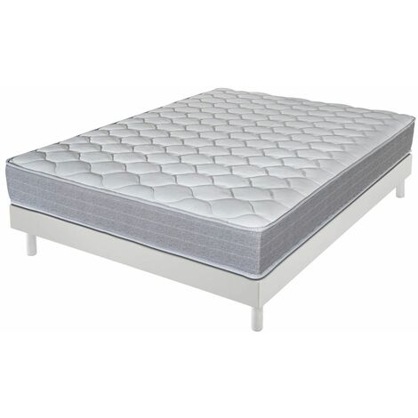 Matelas + sommier 140x190 Madere - Decokit - Soutien ferme - Sommier démonté - Blanc