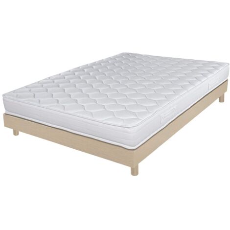 Matelas + sommier 140x190 Mousse - Decokit - Soutien medium - Sommier démonté - Chêne