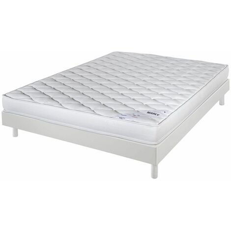 Matelas + sommier 140x190 Mousse - Marly - Soutien ferme - Sommier démonté - Blanc