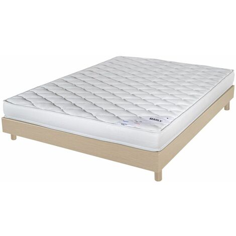Matelas + sommier 140x190 Mousse - Marly - Soutien ferme - Sommier démonté - Chêne