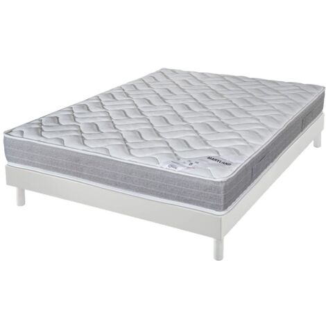 Matelas + sommier 140x190 Mousse - Maryland - Soutien ferme - Sommier démonté - Blanc