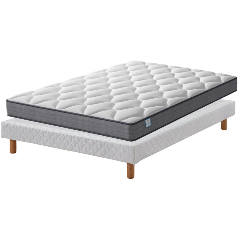 Matelas à ressorts 160x200cm+Sommier, Matelas Ressorts Ensachés Hybrid,Sommier Tapissier avec housse de protection(160x200 Sommier+Matelas, Épais