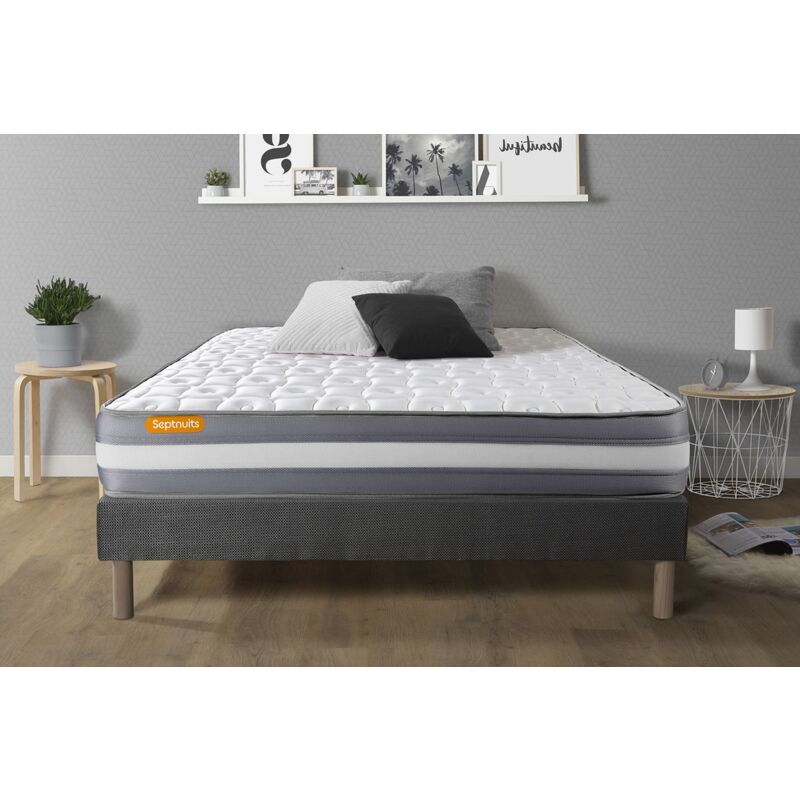 Matelas + sommier gris 160x200 Memo Plus Mémoire de forme 3 zones