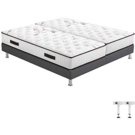 Matelas + Sommier Omega Volcan 2x80x200 Myriade - H. 21 cm - Soutien équilibré