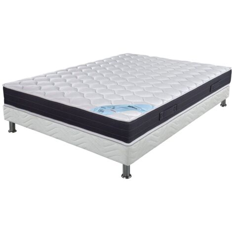 Matelas + sommier tapissier 120x190 Ressorts - Rubis - Soutien très ferme - Blanc