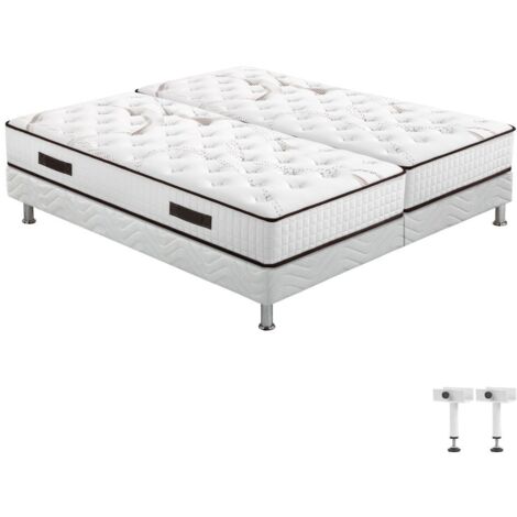 Matelas + sommier tapissier 2x80x200 Latex - Louxor - Soutien ferme - Made in France