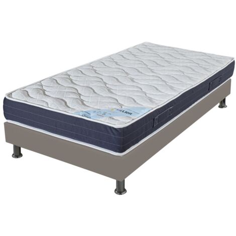 Matelas + sommier tapissier 80x200 Mousse - Melior - Soutien ferme - Simili taupe