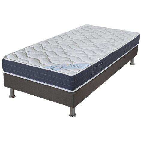 Matelas + sommier tapissier 90x190 Mousse - Melior - Soutien ferme - Gris