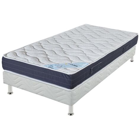 Matelas + sommier tapissier 90x200 Mousse - Melior - Soutien ferme - Blanc