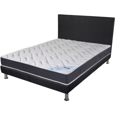 Matelas + Sommier + Tete SR9 Deco 140x190 Melior - H. 20 cm - Soutien ferme
