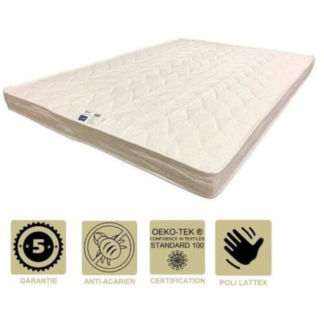 Matelas Soutien Très Ferme Mémoire de Forme 180x200  x 14 cm - 5 zones de Confort - Ame Poli Lattex Haute Résilience -
