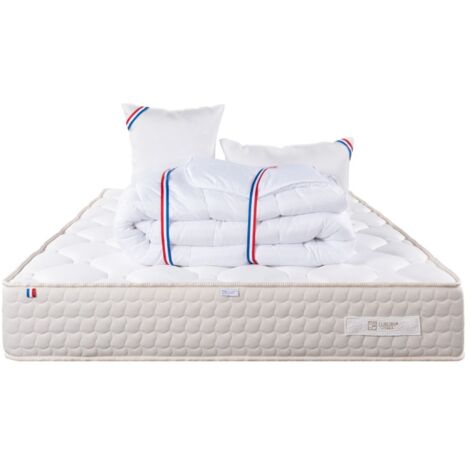 Matelas Sublime, 20 cm, mousse haute densité, ferme, face été/hiver + oreiller + couette, 140x190cm