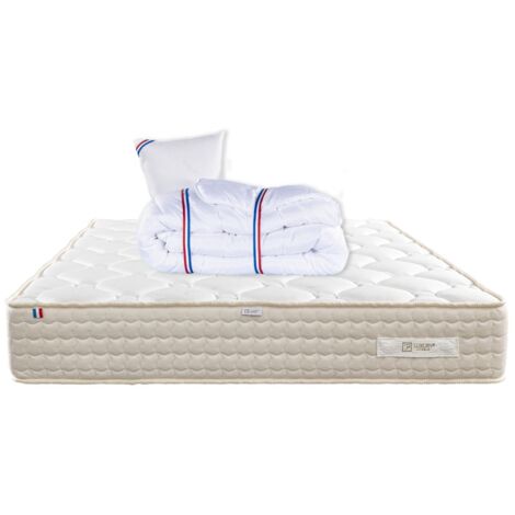 Matelas Sublime, 20 cm, mousse haute densité, ferme, face été/hiver + oreiller + couette, 90x190cm