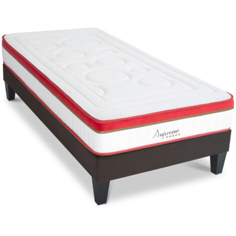Matelas Suprême Mousse Haute densité Accueil Mémoire de forme et sommier tissu gris - 90 x190 cm