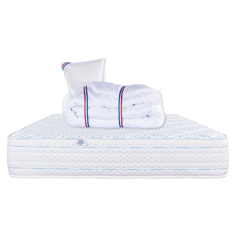 Matelas Thermotec (24 cm), mousse haute densité, ferme, face été/hiver,Couette et Oreiller, 90x190cm